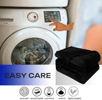 Black Fleece Plush Throw Blanket 90"x90"for Couch Sofa Fuzzy Cozy Flannel - Image 5