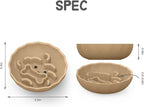 Slow Feeder Dog Bowls Made of Premium Food-Grade Silicone | Anti-Choking & Slow Eating for Improved Digestion, Non-Slip, Soft & Durable, Quiet Dog Bowl, Cute (Brown, Doggy)