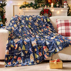 BEDELITE Navy Christmas Blanket for Decor & Gift, Holiday Pattern, 60"x80" - Image 4