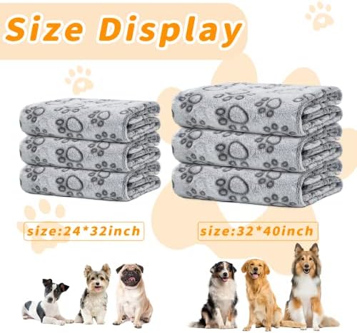 LOKOZ 1 Pack 3 Dog Blanket for Large Medium Small Dogs, Washable Pet Blankets with Grey Paw Print, Soft Flannel Puppy Cat Blanket Throw for Indoor Couch, Bed, Crate 40"x32" - Image 5
