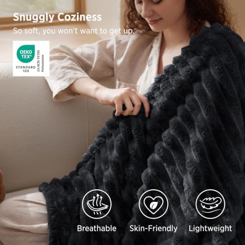 Bedsure Soft Black Throw Blanket for Couch Decor Gifts 50"x60" - Image 3