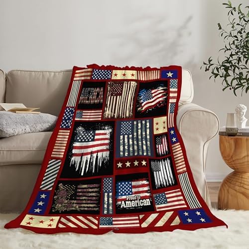 Veteran Blanket American Flag Throw Blanket Veterans Day Gifts for Men Women Adults Super Soft Cozy Plush Fluffy Fuzzy Fleece Blanket Home Decor 60''X80'' - Image 2