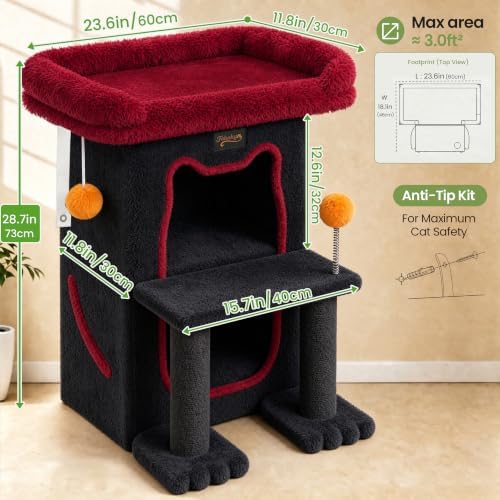 Small Cat Tree Tower Scratching Post for Indoor Cats Large Adult - Image 5