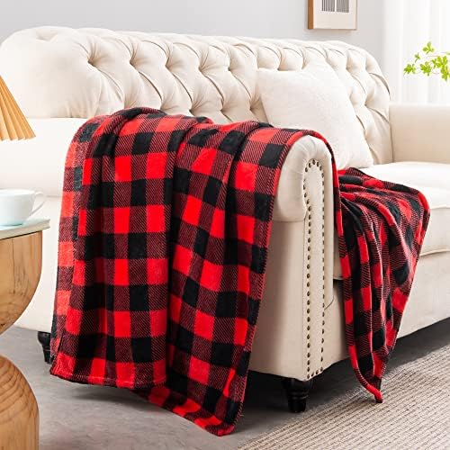 BEDELITE Christmas Fleece Twin Blanket for Couch & Bed, Red & Black - Image 6