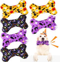 6 Pack Halloween Dog Squeaky Bone Toys Halloween Plush Interactive Dog Pets Birthday Bone Shape Stuffed Chew Toys for Puppy Small Medium Large Squeak Toss Play by Vertintong