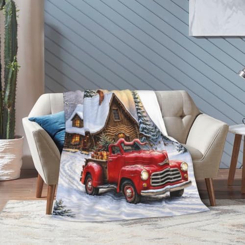 Christmas Red Truck Blanket Winter Cabin Throw Stuff Gifts 50"x40" - Image 5