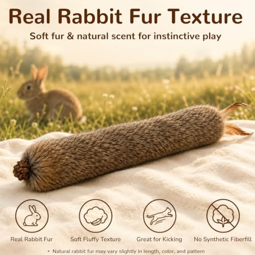 Agape Long Rabbit Fur Cat Toys, 3-Pack with Catnip & Silvervine Gall Fruit - Image 4