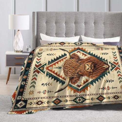 Highland Cow Blanket Western Highland Cow Throw Stuff Gifts 80"x60" - Image 7