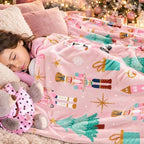 FuWeave Pink Nutcracker Blanket Flannel Christmas Throw Blanket 50x60 Inch - Image 6