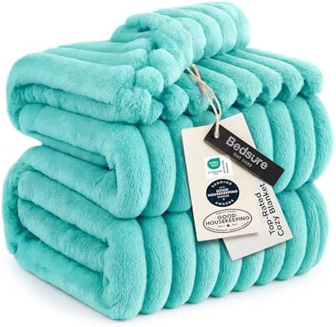 Bedsure Soft Cal King Size Blanket for Bed Blue Fog 102"x96" by BEDSURE