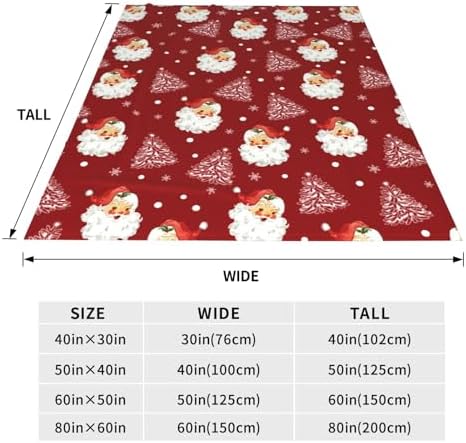Christmas Santa Claus Throw Blankets, Xmas Soft Lightweight Anti Pilling Aldult Fleece Blanket for Women, 60x80 Inches Winter Tree Snowflake Red Decorative Blanket for Chair Couch Living Bedroomn - Image 7