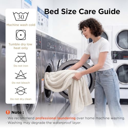 Bedsure ComfyFleece® Waterproof Blanket for Bed, Queen（86"x108"）Cream - Image 5