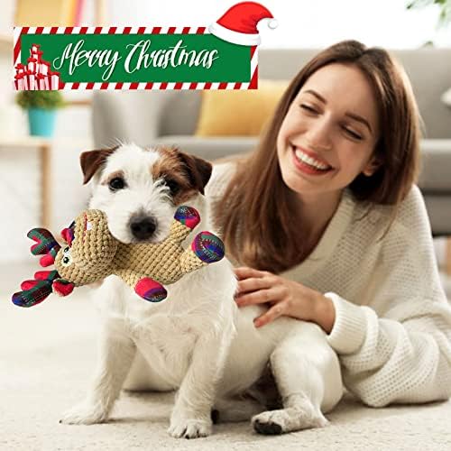 Christmas Squeaky Plush Dog Toys for Small Medium Large Dogs, Durable and Indestructible Dog Christmas Toys, Cute Reindeer Squeaky Dog Toys,Teeth Cleaning and Interactive Puppy Toys - Image 6