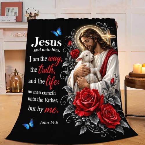 Christian Jesus Throw Blanket John Bible Verse Faith Gifts 50''X60'' by Fuzawet