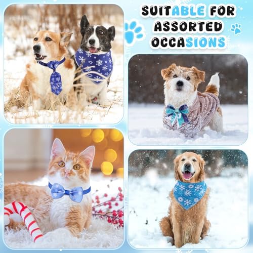 Reginary 120 Pcs Winter Dog Bandanas Bulk Dog Bows Set Bow Ties Cat Scarf Colorful Washable Triangle Pet Kerchief Cute Bib for Summer Small Medium Large Pets Grooming Accessories Costume - Image 5