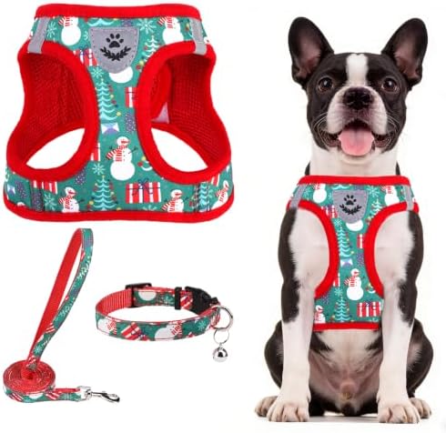 PUPTECK Christmas Dog Harness, Collar and Leash Set No Pull for Small Sized by PUPTECK