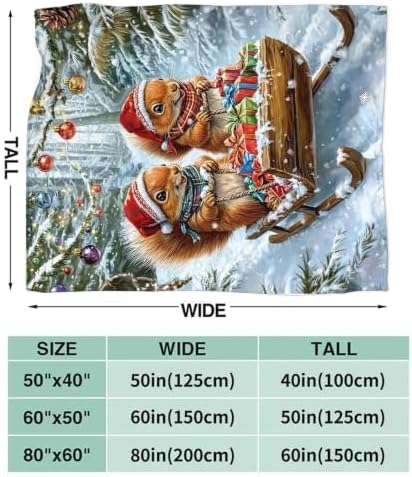 Christmas Squirrel Blanket Squirrel Throw Stuff Gifts 80"x60" - Image 2