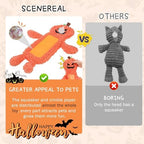 SCENEREAL Stuffless Halloween Dog Squeaky Toys for Small Medium Dogs, Crinkle Puppy Chew Toy, 3 Pack Cute Animals Shape Soft Pet Plush Teething Toys(Skeleton & Pumpkin & Bat) - Image 6