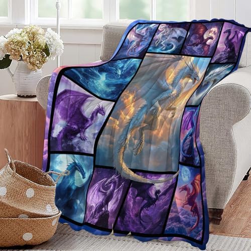 Dragon Blanket Dragons Lover Throw Blankets Gifts for Girls Boys Kids Dragon Lover Soft Cozy Fleece Plush for Couch Sofa Bed 80"x60" - Image 5