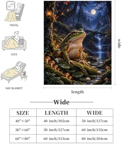 Frog Throw Blanket Moonlit Forest Cute Animal Gifts 60''X80'' - Image 6