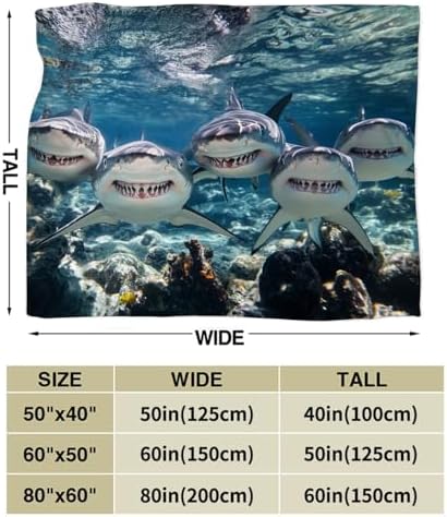 Funny Shark Blanket Marine Life Animal Throw Blankets Gifts for Girls Boys Kids Shark Lover Soft Cozy Fleece Plush for Couch Sofa Bed 60"x50" - Image 5