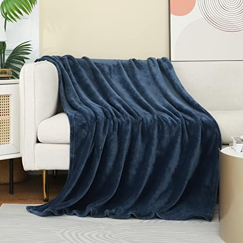 Stone Blue Fleece Plush Throw Blanket 108"x90"for Couch Fuzzy Cozy Flannel by JIAHANNHA