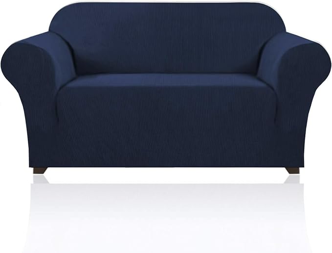 Stretch Loveseat Sofa Cover Slipcover Couch Cover for 2 Cushion Sofa Washable Sofa Cover for Pets Friendly Furniture Protector Covers with Non Slip Bottom(Loveseat, Navy)