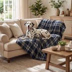 BEDELITE Tartan Plaid Fleece Twin Blanket for Couch, Navy, 60"x80" - Image 5