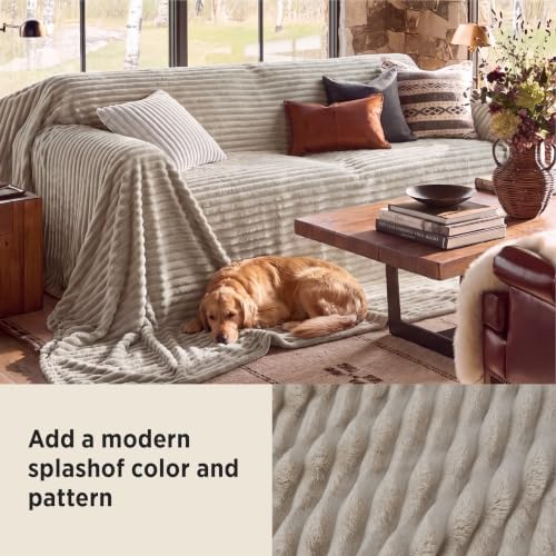 Bedsure Extra Soft Large Fleece Blanket for Bed Beige 120"x120" - Image 4