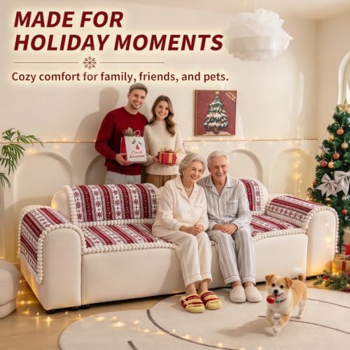 Christmas Couch Cover, Christmas Plush Sofa Cover for Dog Pet 1PC - Image 3