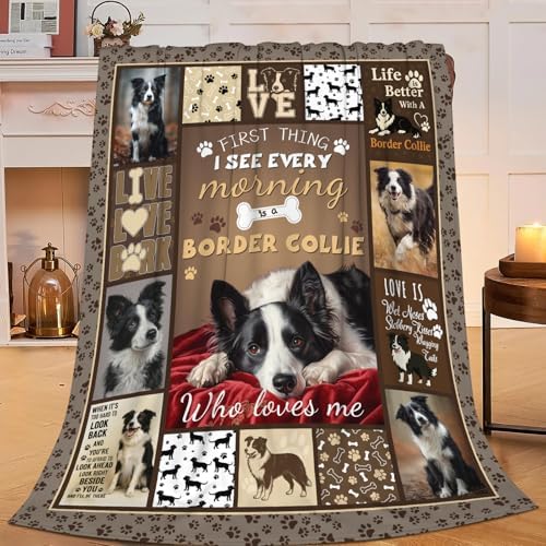 Border Collie Blanket for Girls Women Boys Men Adults Kids Soft Cozy Fleece Dog Pet Throw Blankets Gifts Warm Flannel Plush Lightweight Decor for Couch Bed Sofa 60"X50" by Unknown