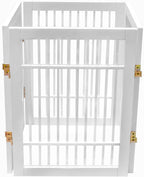 Urnporium Pet Dog Gate Freestanding, Strong Durable Folding Wooden Fence, Portable Acacia Hardwood Safety Barrier for Indoor & Outdoor Use (White Pet Gate, 4 Panel 24" Tall)