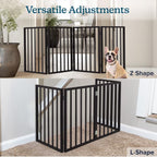 Pet Gate - 4-Panel Indoor Foldable Dog Fence for Stairs, Hallways, or Doorways - 72x24-Inch Wood Freestanding Dog Gates by PETMAKER (Black)