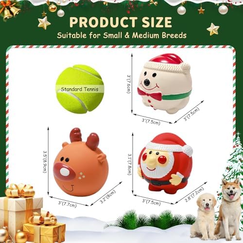 SCHITEC 3 Pack Small Christmas Dog Toys, Latex Squeaky Dog Chew Toy, Interactive Pet Toys for Puppy Small Medium Dogs, Funny Santa, Reindeer, Snowman for Xmas Gift - Image 3