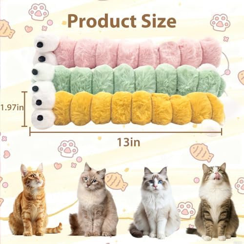 Cat Toys Pillows 3 Pack, 13” Cat Kicker Toys with Catnip Inside, Durable Interactive Cat Toys for Indoor Cats, Soft Kick Sticks for Exercise & Play - Image 2