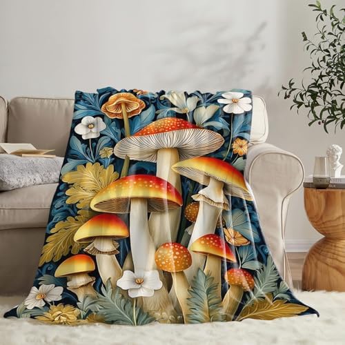 Mushroom Blanket for Girls Women Boys Men Adults Kids Soft Cozy Fleece Mushroom Lovers Throw Blankets Gifts Warm Flannel Plush Lightweight Decor for Couch Bed Sofa 60"X50" - Image 4