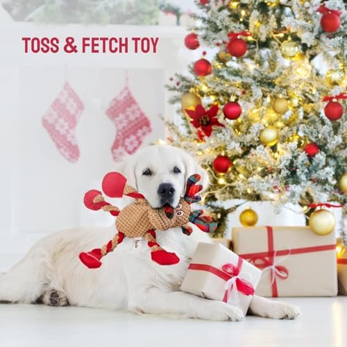 Christmas Squeaky Dog Toys Tug of War Dog Plush Toy for Large Breed Interactive Dog Chew Toys for Puppies Small and Large Dogs Training and Reduce Boredom - Image 4