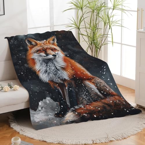 Red Fox Blanket Cute Orange Fox Throw Blanket Gifts for Girls Boys Kids Women Men Adults Super Soft Cozy Plush Fluffy Fuzzy Fleece Blanket Home Decor 50''X60'' - Image 6