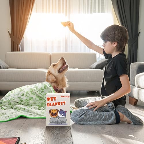Green Throw Dog Blanket for Puppy Gifts, Dog Stuff Used for Pet Beds, Washable Soft Puppy Essentials Accesssories - Image 4