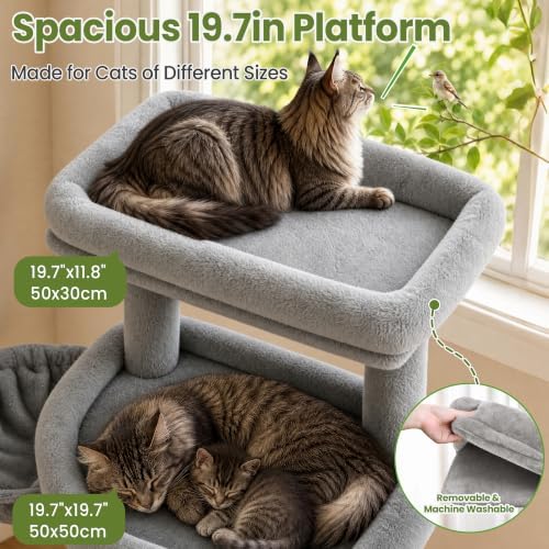 Cat Tree Tower for Indoor Large Adult Cats, 73in Tall Heavy Duty with Perch - Image 2