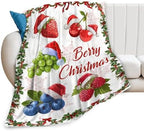 Berry Fruit Blanket for Girls Women Adults Kids Soft Cozy Fleece Funny Christmas Strawberry Blueberry Grape Throw Blankets Gifts Warm Flannel Plush Lightweight Decor for Couch Bed Sofa 60"X50" - Image 2