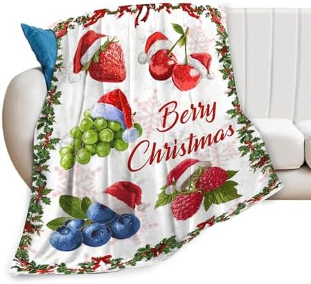 Berry Fruit Blanket for Girls Women Adults Kids Soft Cozy Fleece Funny Christmas Strawberry Blueberry Grape Throw Blankets Gifts Warm Flannel Plush Lightweight Decor for Couch Bed Sofa 60"X50" - Image 2
