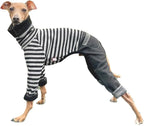 D Doggy Star Italian Greyhound Clothes Stripe Fleece Stretchable Denim Onesie Whippet for Dog Turtleneck Outfits Coat (2XL,Denim Black)