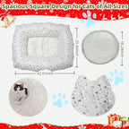 Extra Large Cat Tunnel Bed for Indoor Cats with Warm Mat, Cat Toys Cave Dount Tube for Xmas Decor White - Image 5