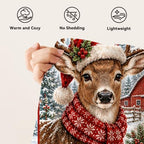 Christmas Deer Throw Blanket Reindeer Snowy Forest Holiday Gifts 60''x80'' - Image 7