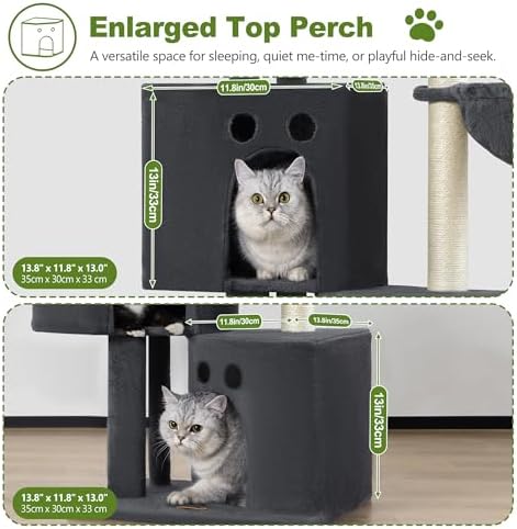 Small Cat Tree Tower for Indoor Cats, 40 in Medium Cat Bed Scratching Posts - Image 3