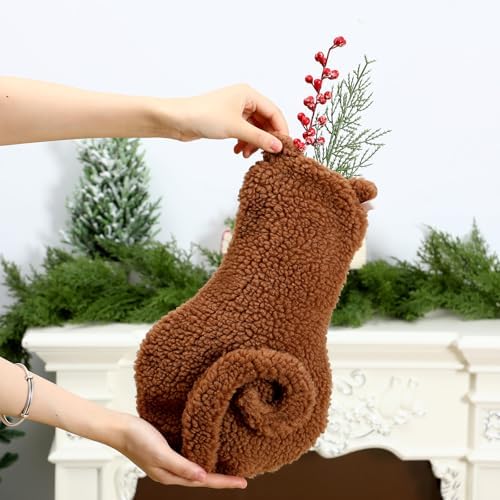 Civaner 3 Pcs Cat Christmas Stockings, 15.75 Inch Faux Fur Hanging Decor - Image 2
