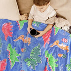 Dinosaur Blanket for Boys, Glow in the Dark Blankets for Toddler Boys, Dinosaur Toys for Kids 3-7, Dino Gifts for Birthday Christmas Halloween Easter Kindergarten Graduation Room Decor 40x50 Inches - Image 2