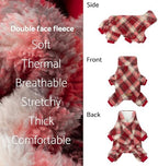 Fitwarm Collared Neck Plaid Dog Pajamas, Thermal Christmas Clothes for Small Dogs Boy Girl, Holiday Pet Outfit, Red, White, XS - Image 5