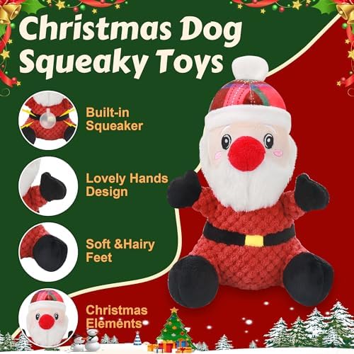 Newget Christmas Squeaky Dog Toys, Plush Dog Chew Toys with Crinkle Paper - Image 3